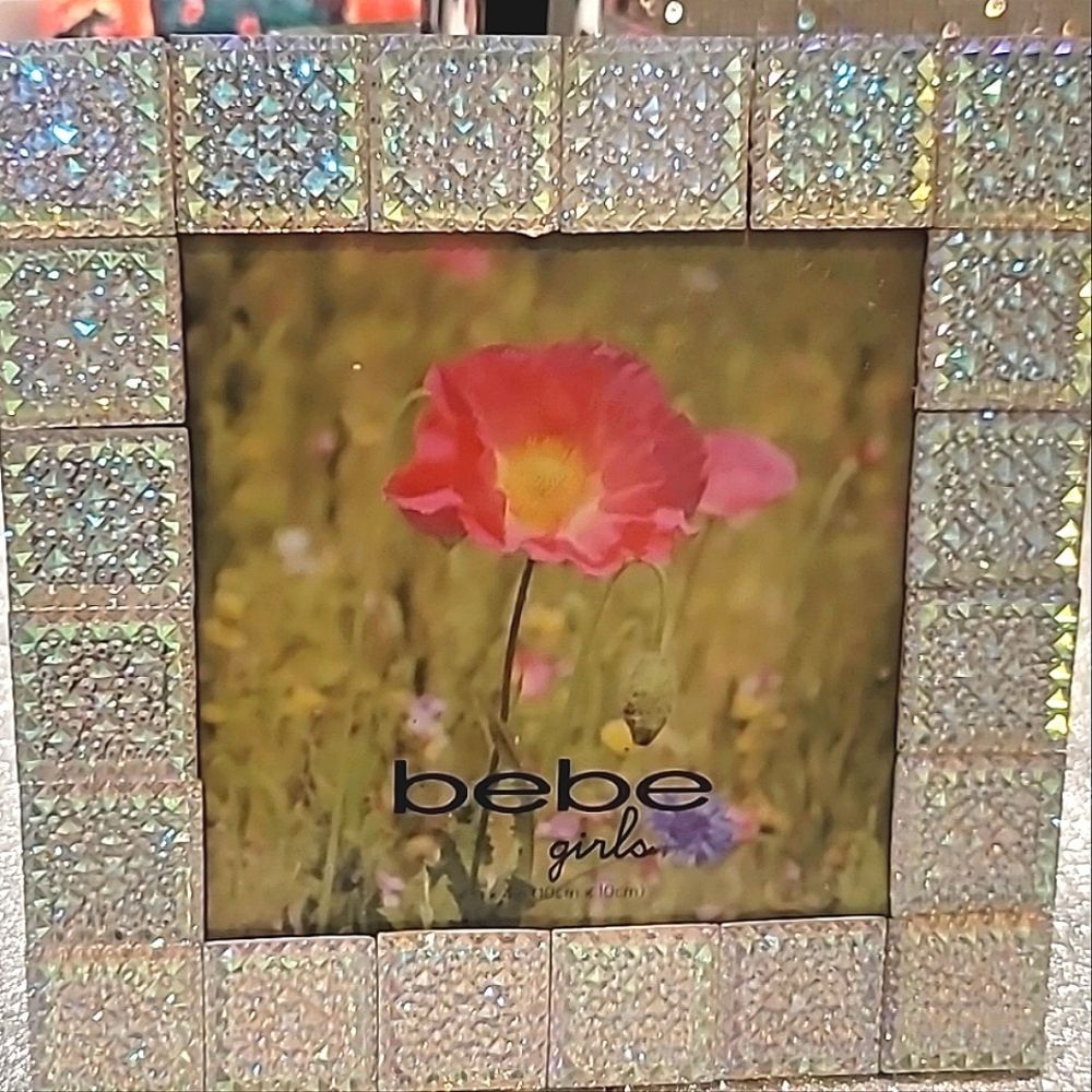 Bebe Girls Iridescent Rhinestone 4x4 Photo Frane - Picture 3 of 6